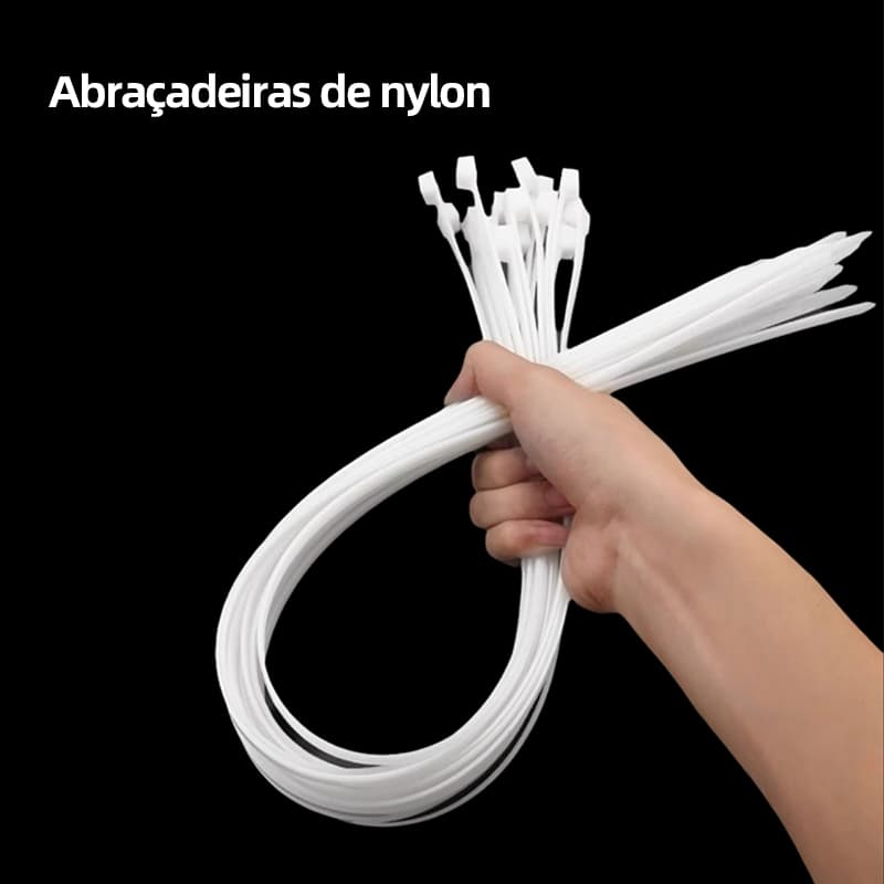 10cm/15cm/20cm/25cm/30cm Kit 100/200/300 Abraçadeira de Nylon Enforca Gato Braçadeira Cintas Plásticas  Branca
