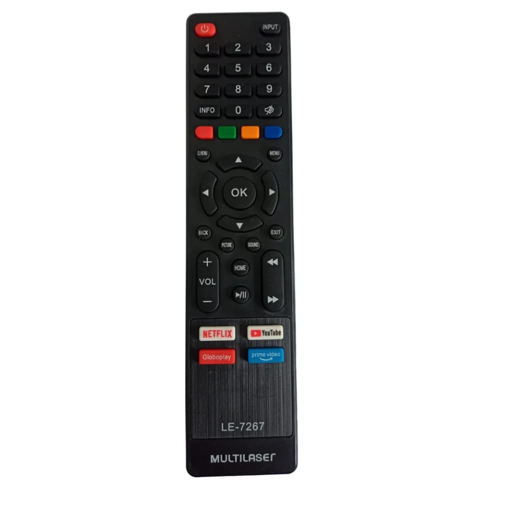 Controle remoto Compatível TV LED Multilaser netflix youtube globoplay prime video