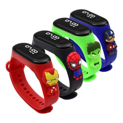 Relógio Digital Led Infantil Prova D'água Super Heróis Personagens Animados crianças Meninos Meninas