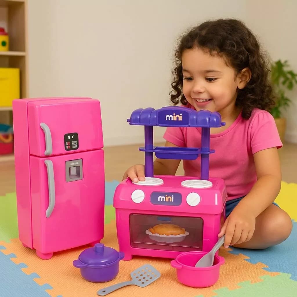 Brinquedo Infantil Freezer Cooker Comidinha Casinha Geladeira Presente Boneca Barbie Diversão Fogão