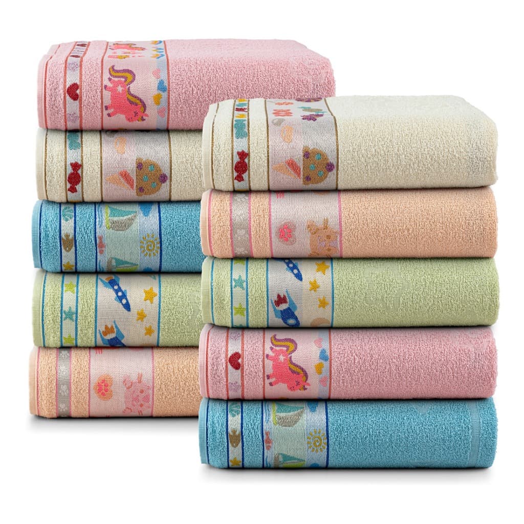 Kit 2 Toalhas de Banho Infantil Menina Menino 100% Algodão Kids Bebê Personagens Bordado Divertido 75x120cm