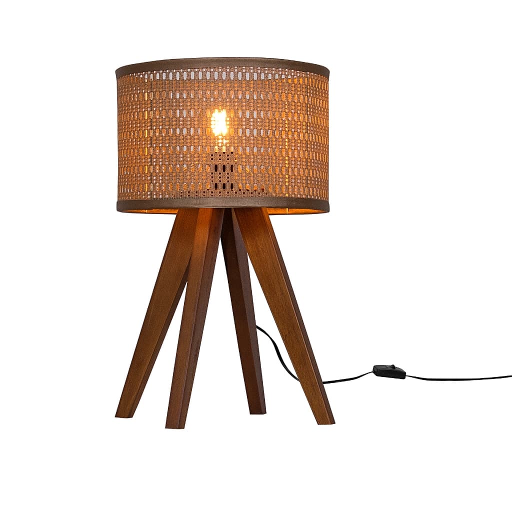 Abajur De Mesa Madrid Palha Indiana Sintética Com Pés Palitos Moderno Iluminação Beleza Quarto Escritório - Sofisticasa