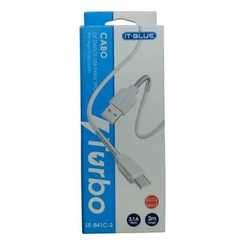Cabo Usb / Tipo-c 3.1a 2m Alta Qualidade E Resistente Top Branco