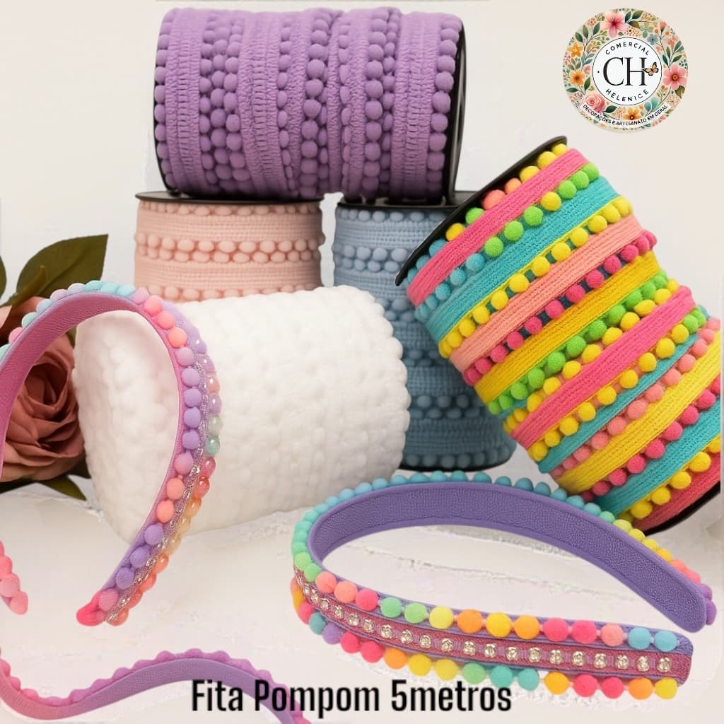 Fio de Pompom 10mm – 5 Metros Roupa Festa -Cores Variadas