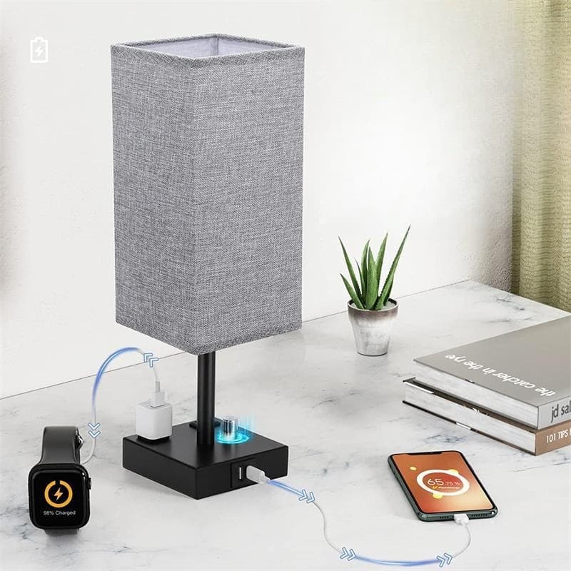 Abajur Luminária Mesa Com Carregamento De Celular Usb+tipo C