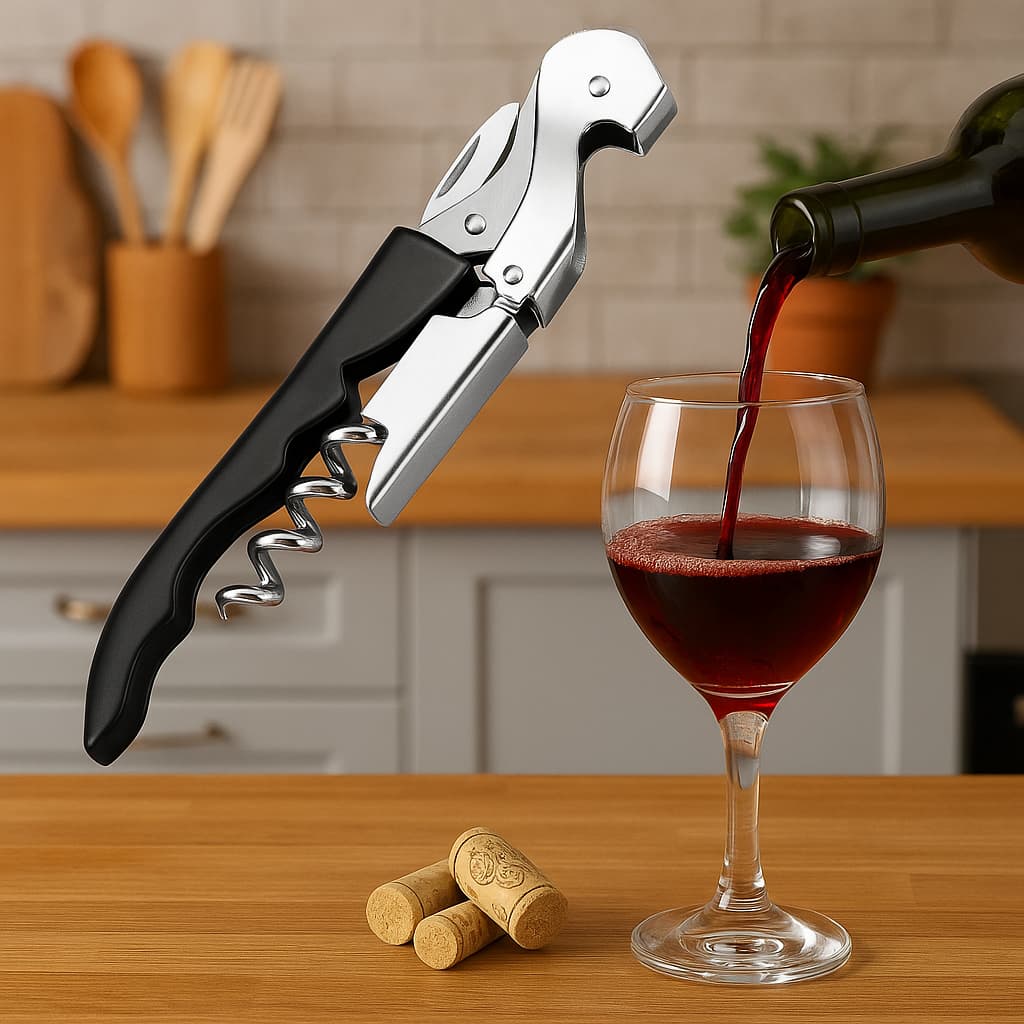 Saca Rolhas Aço Inox 2 Estagios Vinho Cerveja Profissional promoçao
