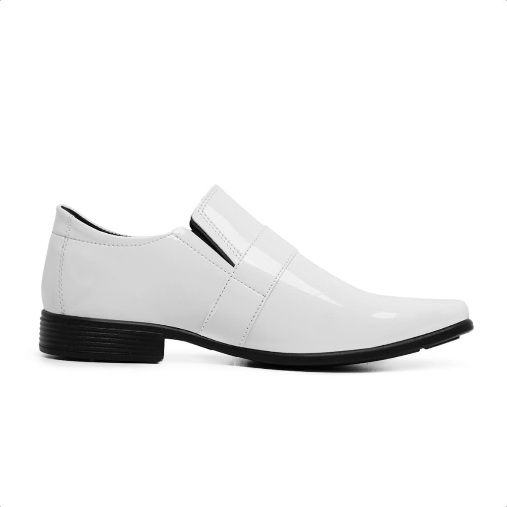 Sapato social masculino Branco Verniz /Bridão