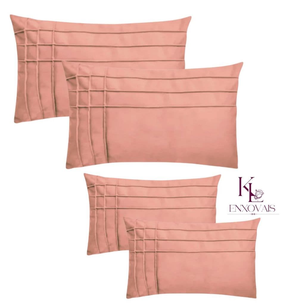 Kit 02 Capas de Travesseiro 50x70 cm + 2 Capas Baguete Suede Luxo Decorativas