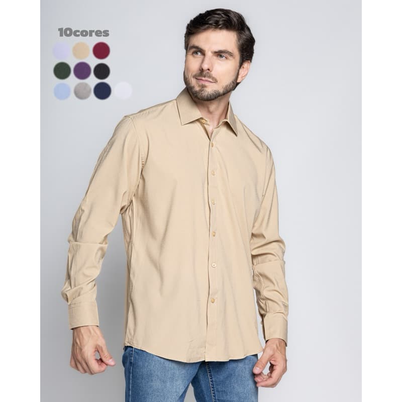 Camisa Social Masculina Elasticidade Bambu Elegante Respirável Alta Qualidade