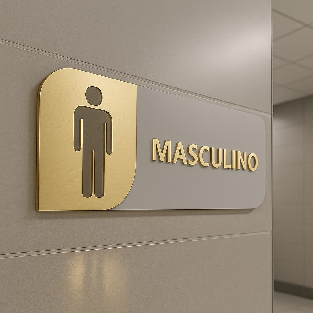 Placa Sinalização Acrílico Espelhado Personalizada Indicativa