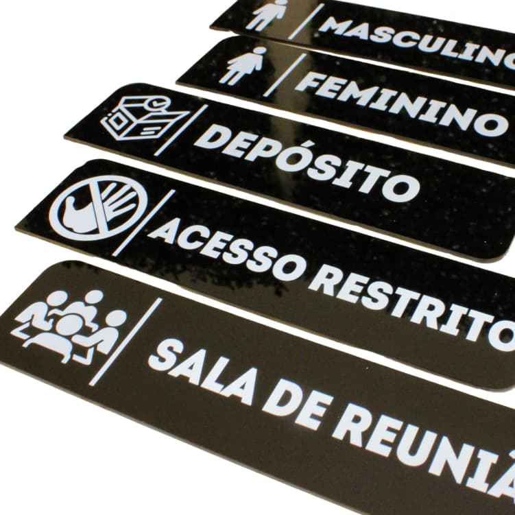 3 Placas de Identificação Personalizadas para Porta em Acrílico 5x20cm
