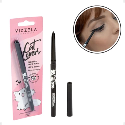Lapiseira Retrátil para Olhos Delineador Preto Vizzela Cat Lovers