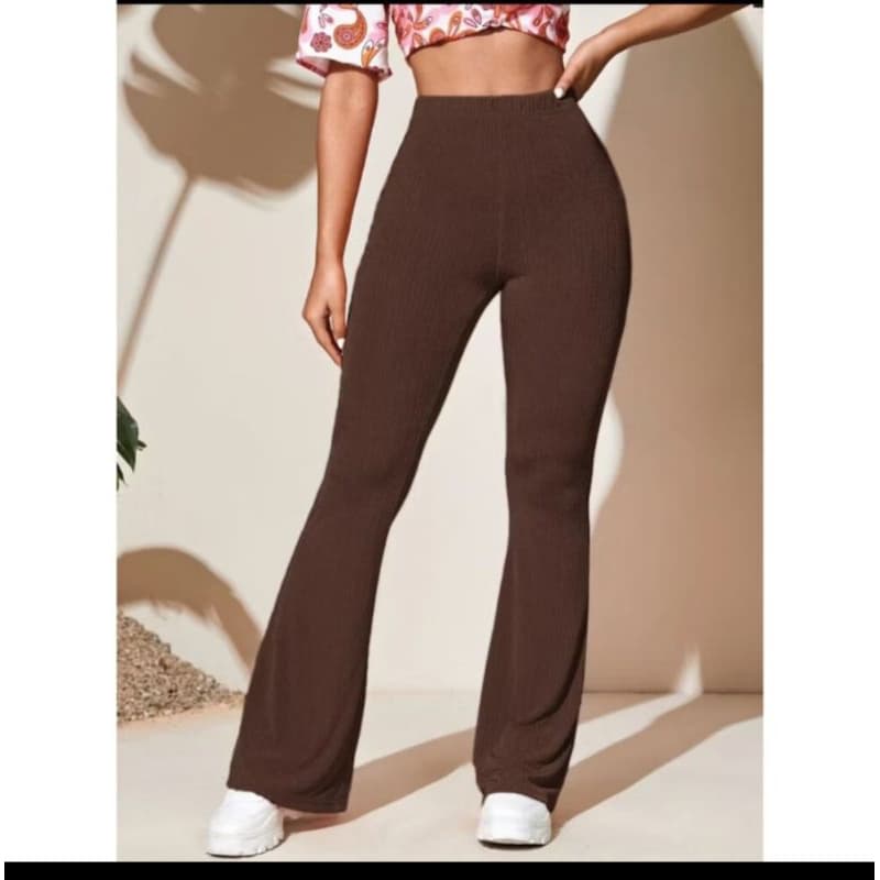 calça leg legue flare boca de sino bailarina canelado