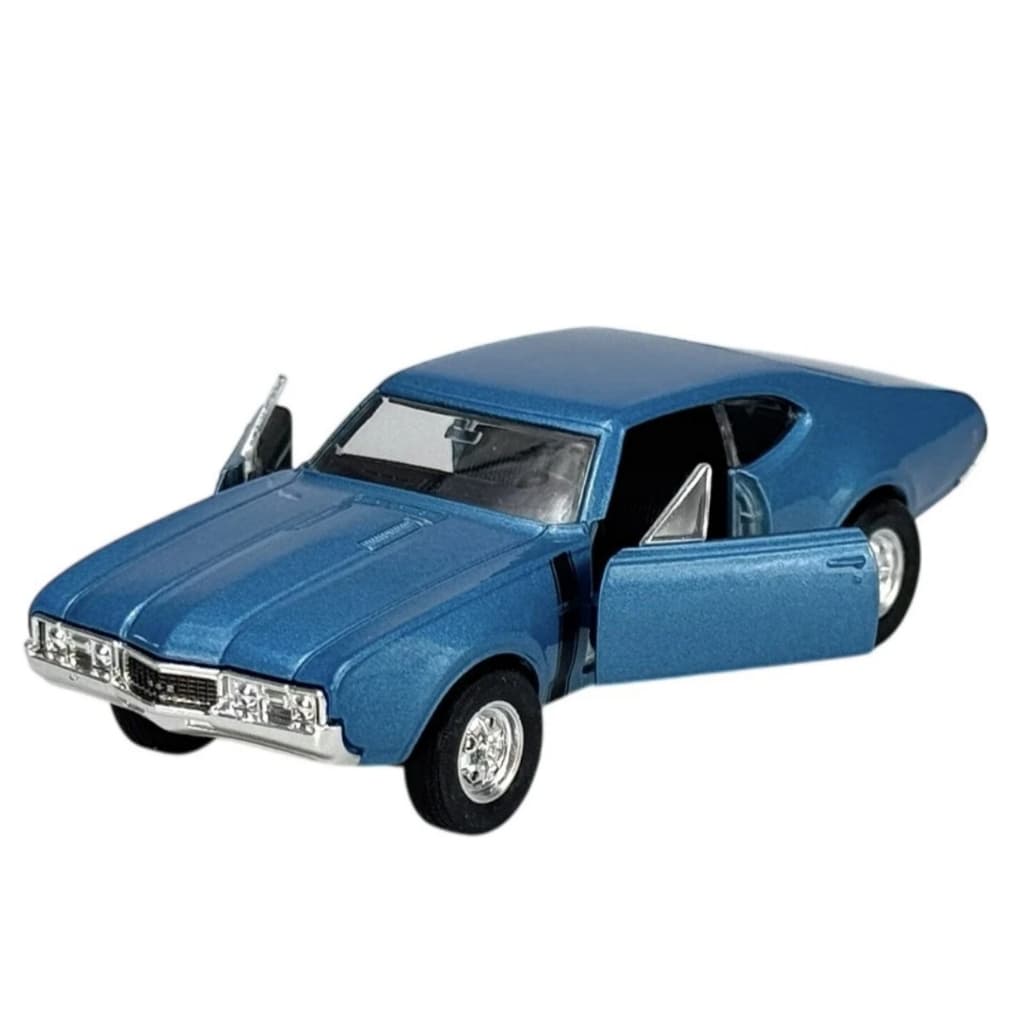Miniatura carro 1968 OLDSMOBILE 442 AZUL 1:34   em metal oficial fabrica WELLY