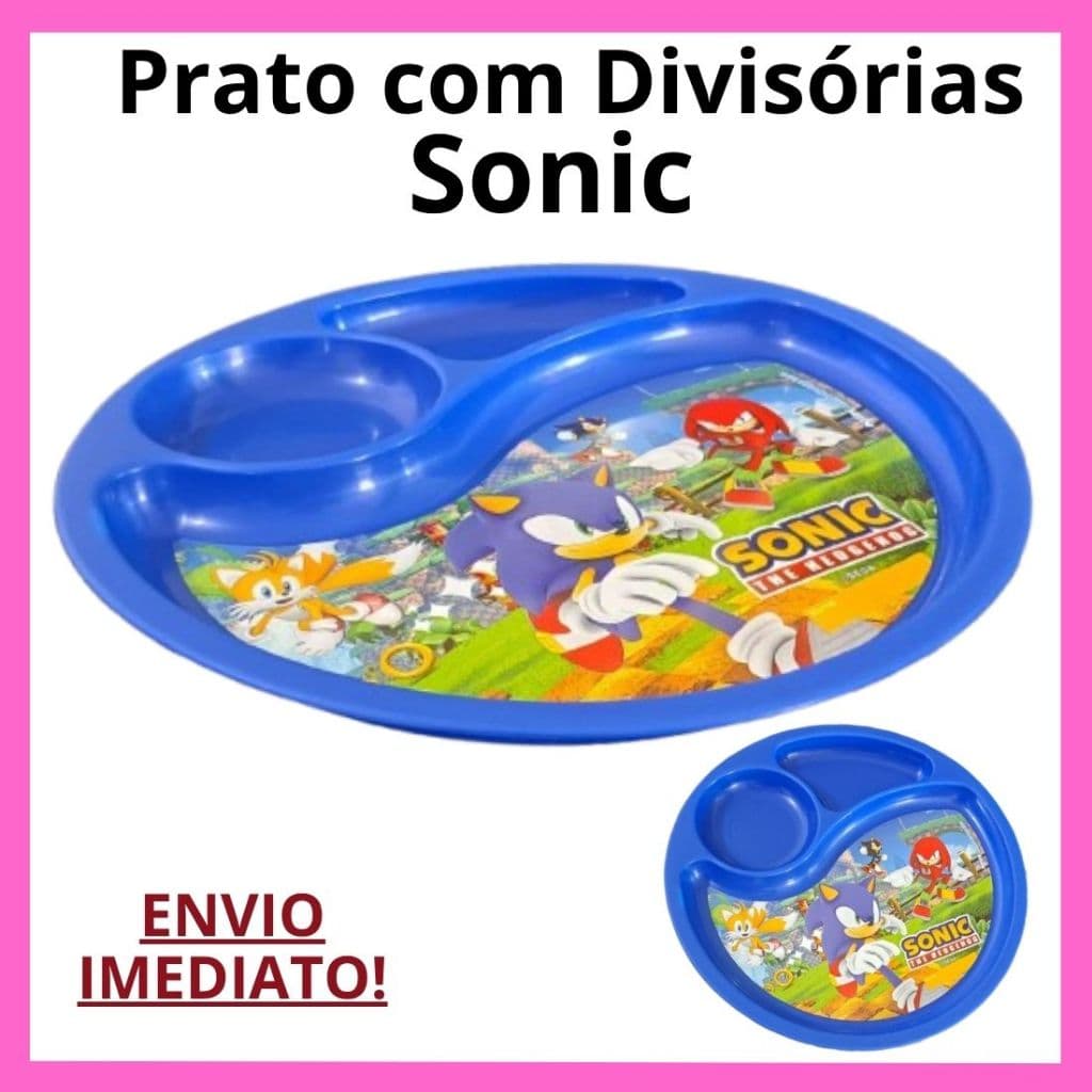 Prato Infantil com Divisórias Sonic Azul POTTE