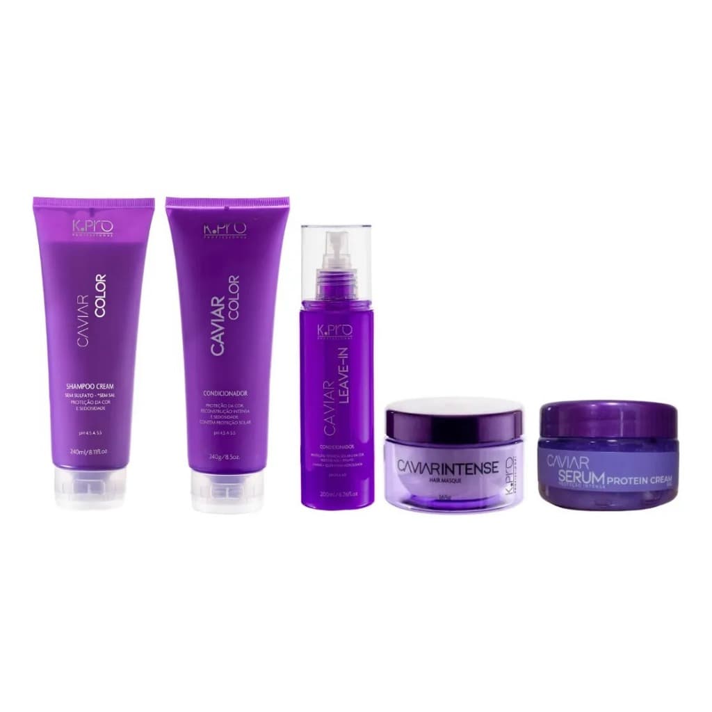 Kit Shampoo e Condicionador 240ml + Leave In 200ml + Intense Masque 165g + Sérum 80g Caviar Color - Kpro