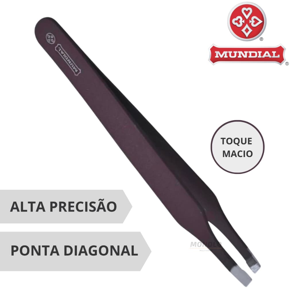 Pinça Diagonal Profissional Sobrancelha Soft Mundial Classic BC-395 Aço inoxidável