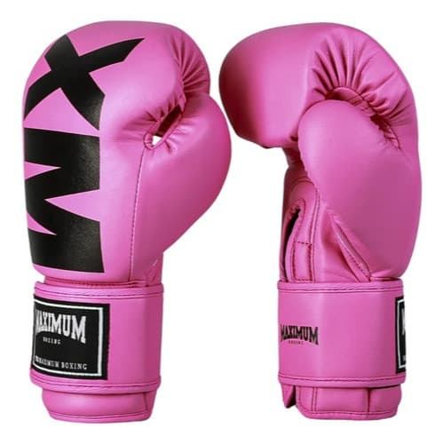 Luva de Muay Thai e Boxe Maximum MXM Power Face Rosa Profissional Original Adulto Preta/Rosa