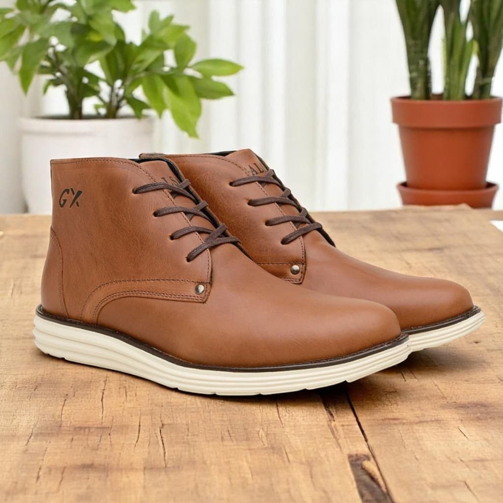 Bota Masculina Casual Esporte Fino Estilosa Em Couro Legítimo Lançamento