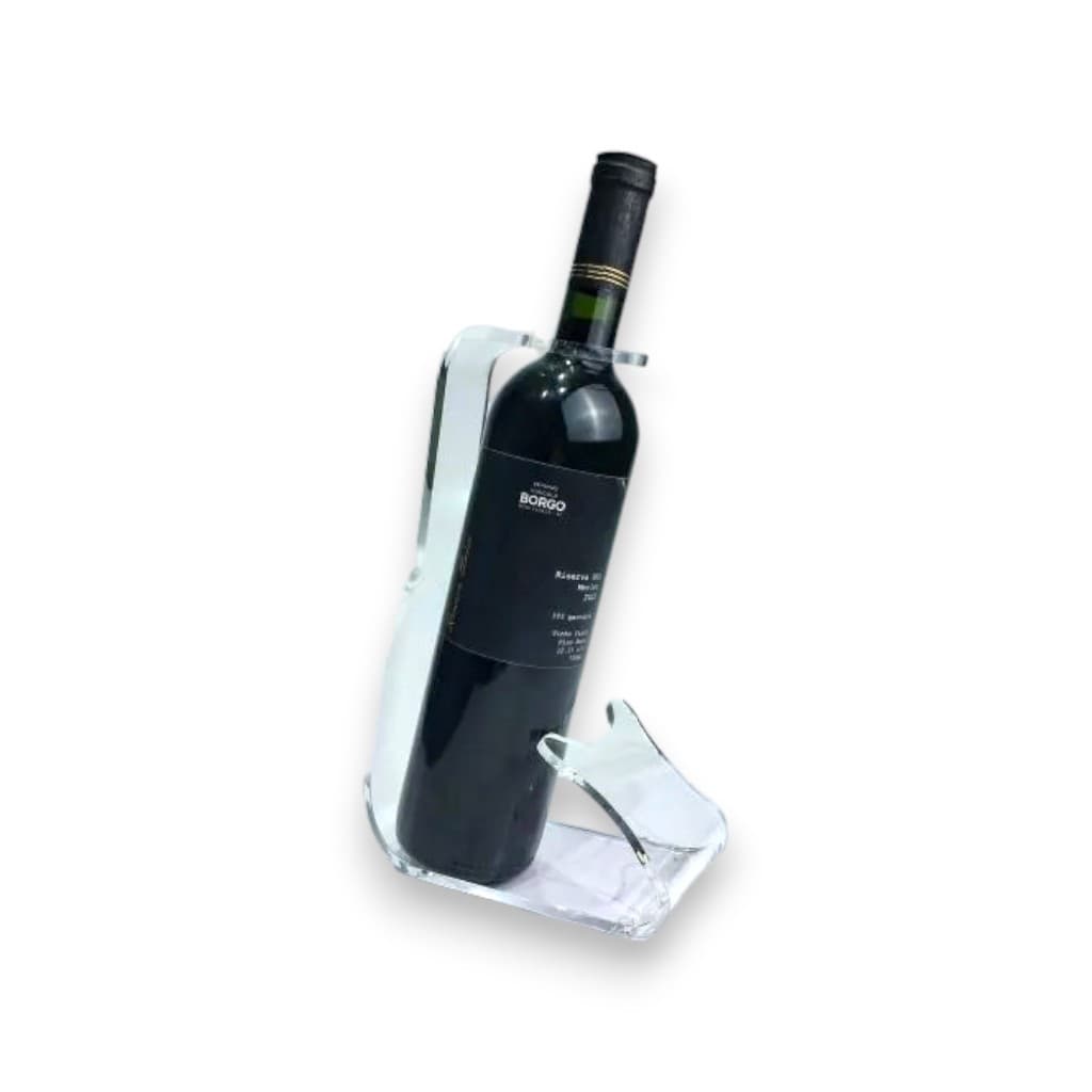 Suporte Para Garrafa De Vinho (Alça) -  Acrílico Cristal