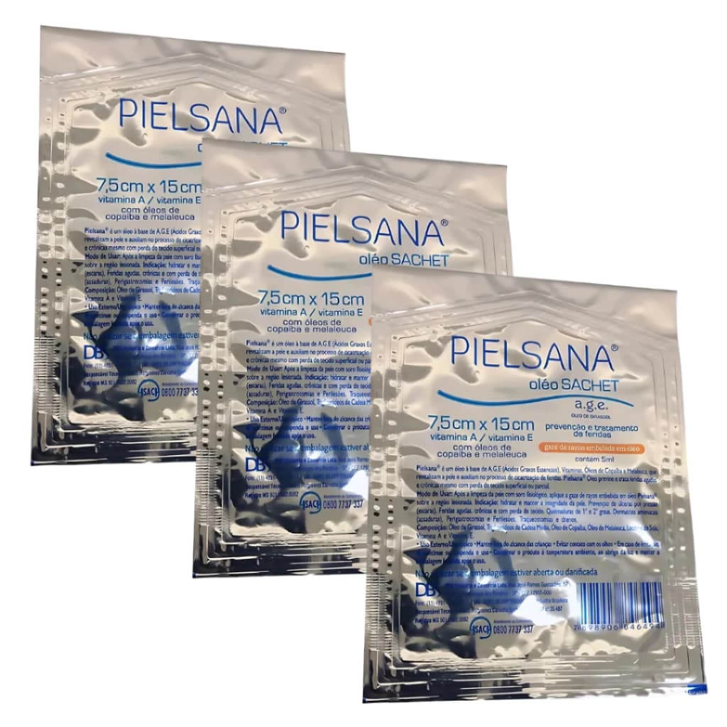 Kit 3 Curativo Pielsana Gaze De Rayon Sachê C/ Óleo A.G.E 7,5 x 15cm (1) Dbs