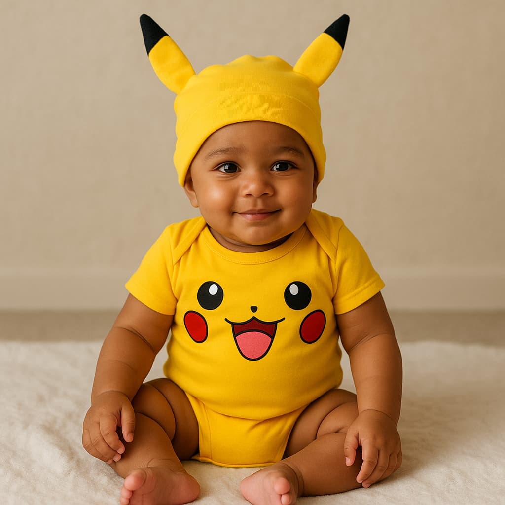 Body Bebê Infantil Mêsversário Temático Pikachu Super Confortável Linha Premium