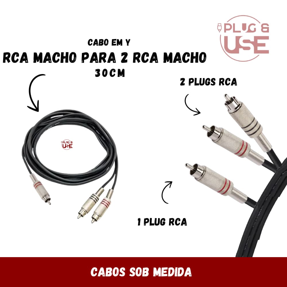 Cabo Y 1 Rca Macho 2 rca Macho - 30cm