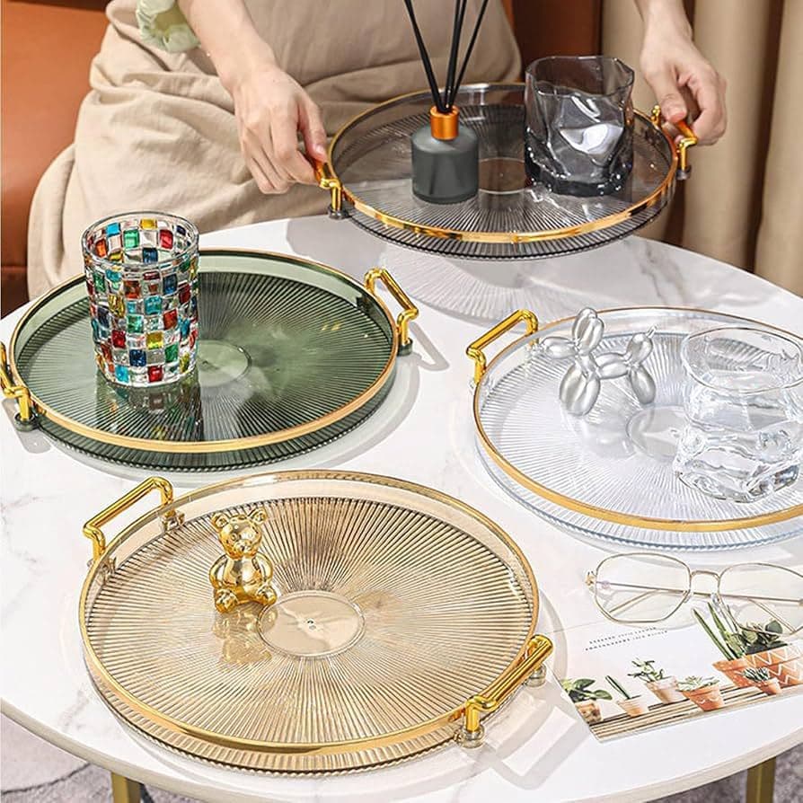 1 Peça Bandeja Luxo de Servir de Mesa com Alças Duplas