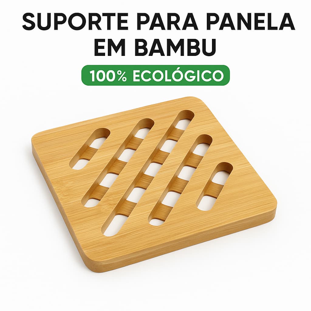 Kit 4 Peças Para Descanso de Panela Bambu Quadrado Resistente ao Calor