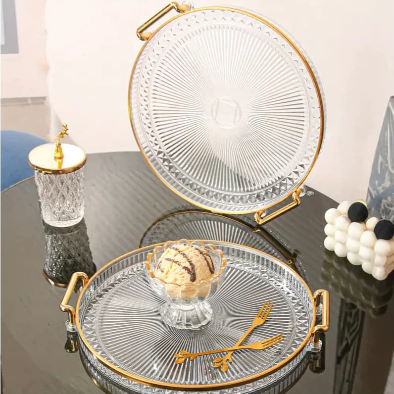 1 Peça Bandeja Luxo de Servir de Mesa com Alças Duplas