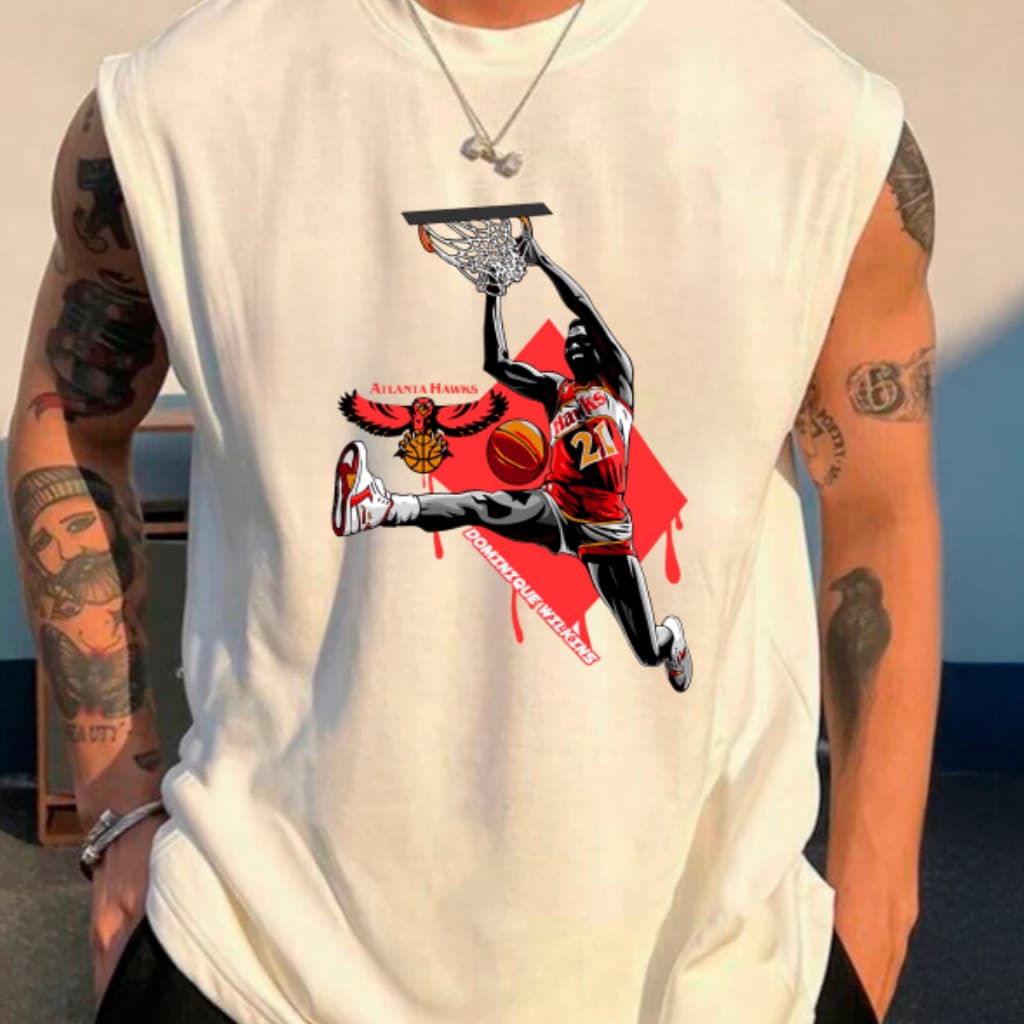 Camiseta Regata Oversized Esportes Basquete Basketball Atlanta Halhs Lançameto 100% Algodão