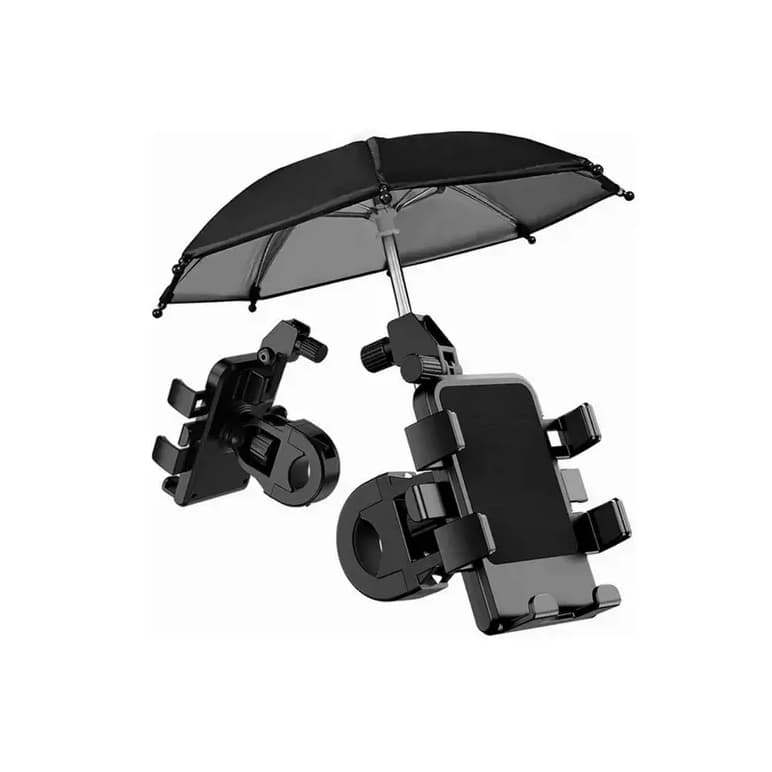 Suporte de Celular para Moto e Bicicleta com Proteção Mini guarda chuva Guidão OR-SP26 cor preto