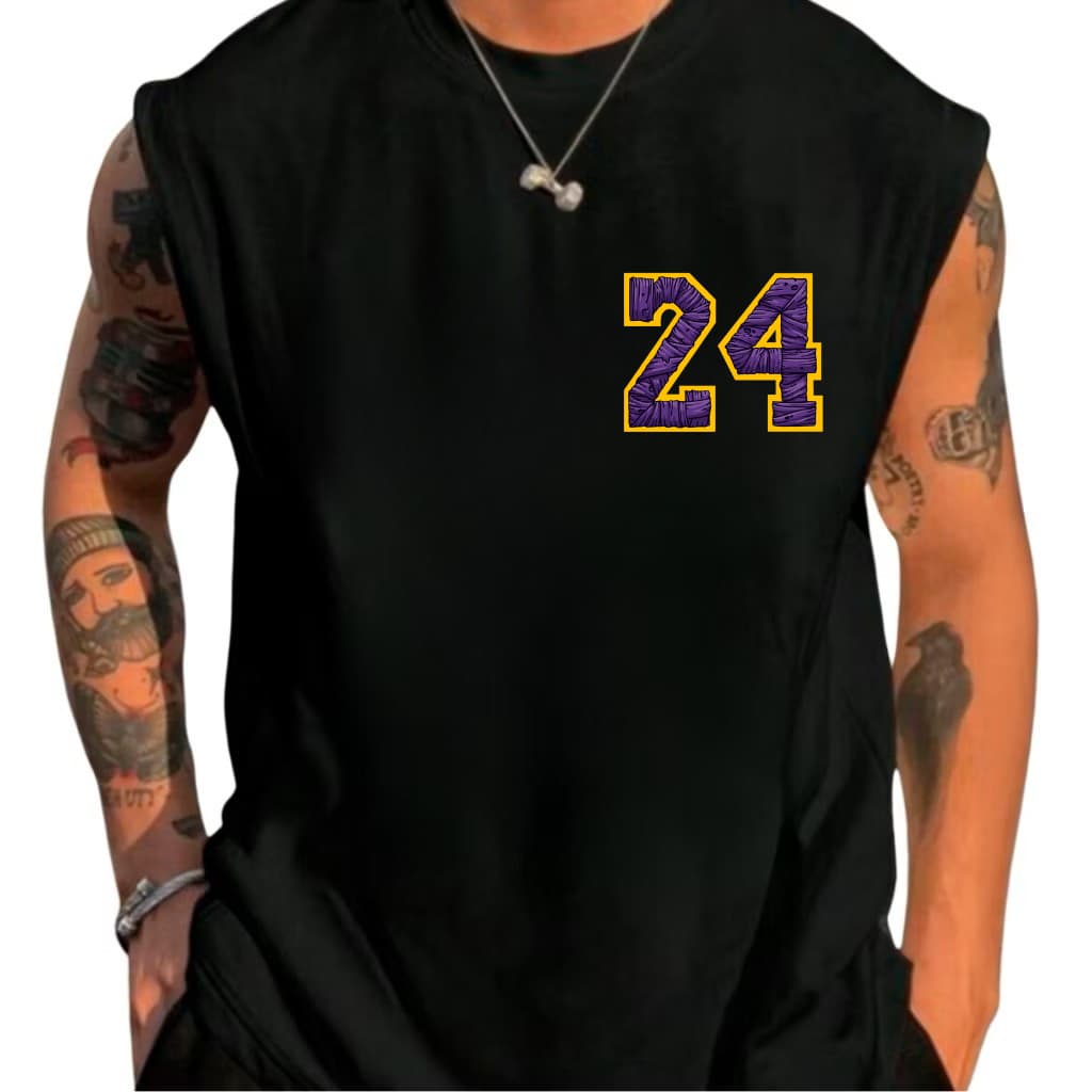 Camiseta Regata Oversized Basquete Basketball Lakers Kobe Bryant 24 Lançamento 100% Algodão Premium