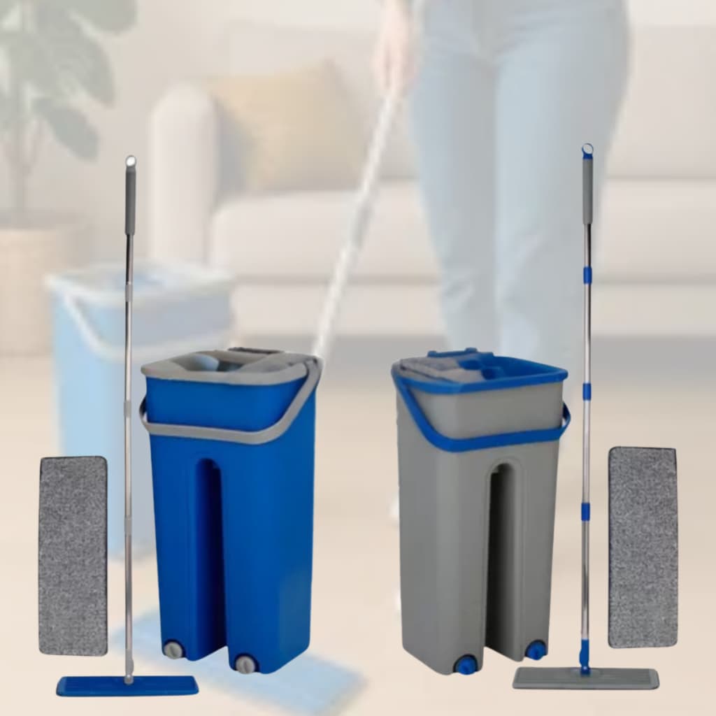 Rodo Flat Mop E Balde Lava E Seca Com 2 Refil Limpeza Casa Utensílio Doméstico Limpar Secar Lavar Ambientes Sortido