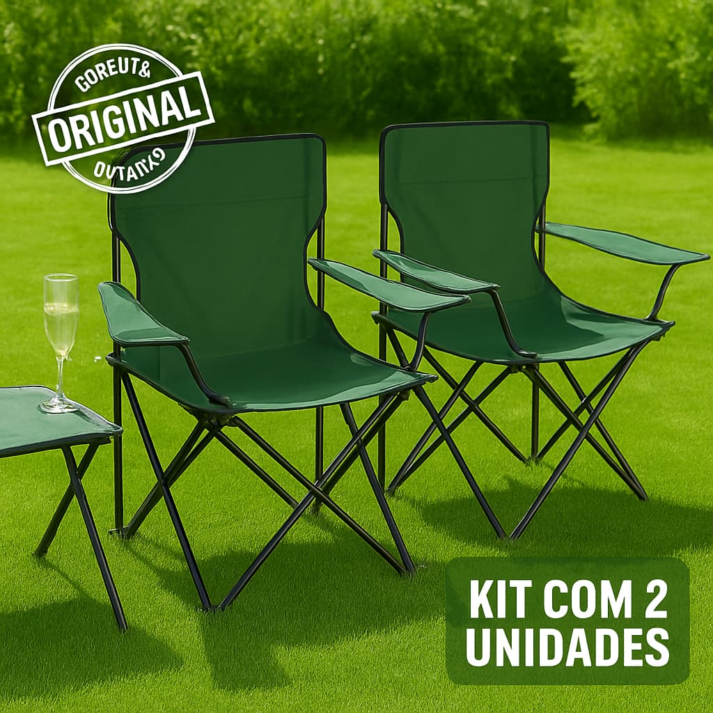 Kit 2 Cadeiras Dobráveis Camping Bitlar com Porta-Copos | Leve, Resistente e Confortável
