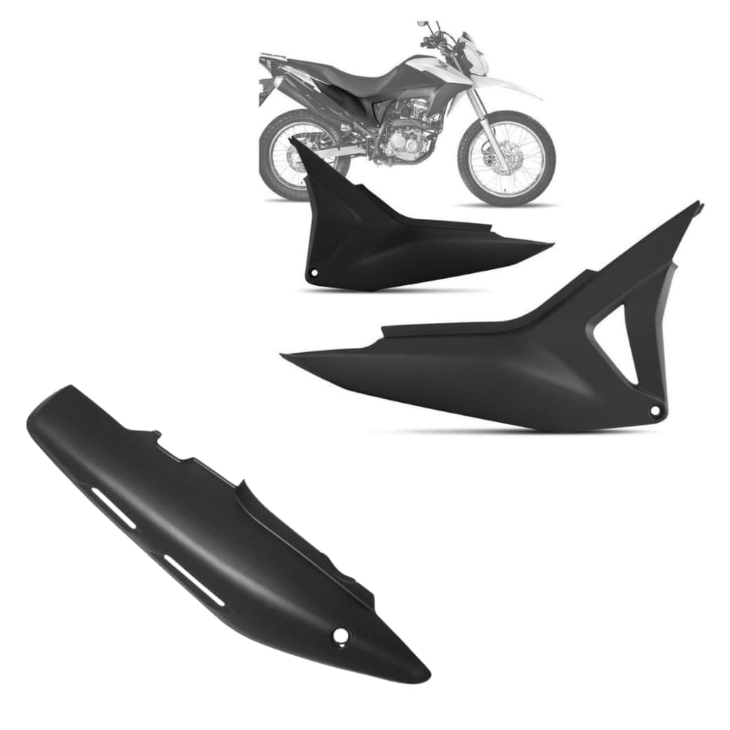 Tampa Lateral e Protetor de Escapamento para Moto Nxr Bros 160 2015 2016 2017 2018 2019 2020 2021