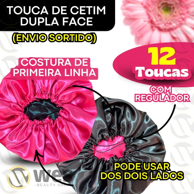 Kit com 12 unidades Touca De Cetim Anti Frizz Touca Dupla face com Regulador (KIT RENDA EXTRA)