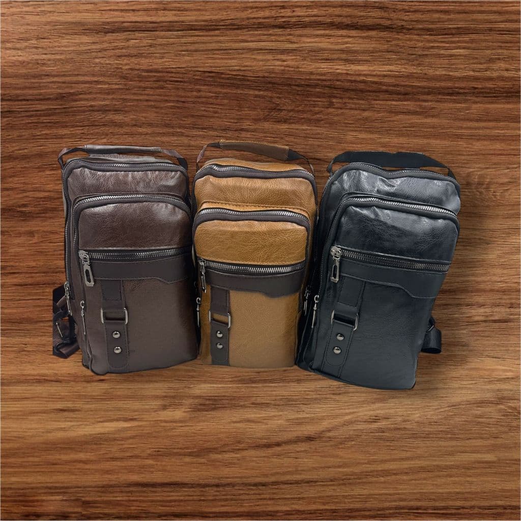 Bolsa Masculina Pochete Transversal De Ombro Impermeavel Courino