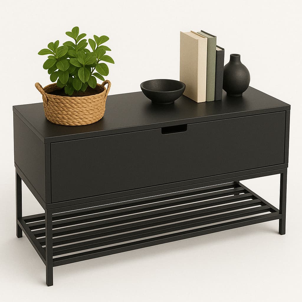 Sapateira banco balcão aparador recamier puff calçadeira para quarto sala preto pequeno