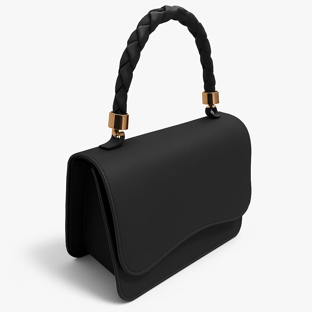 Bolsa Feminina Penélope pequena em Couro Sintético Preta