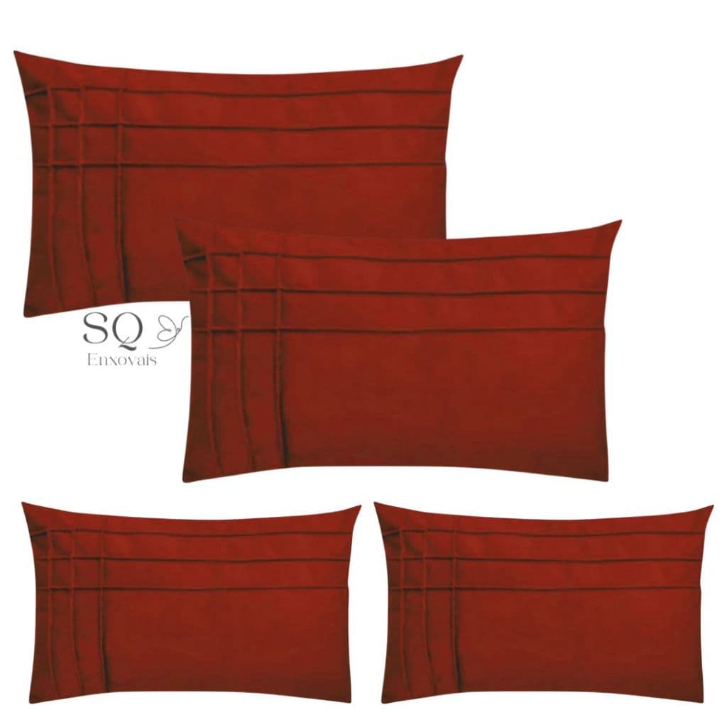 Kit 2 Capa de Travesseiro Suede Drapeada 50x70 cm + 2 Capa Baguete Suede  Decorativa