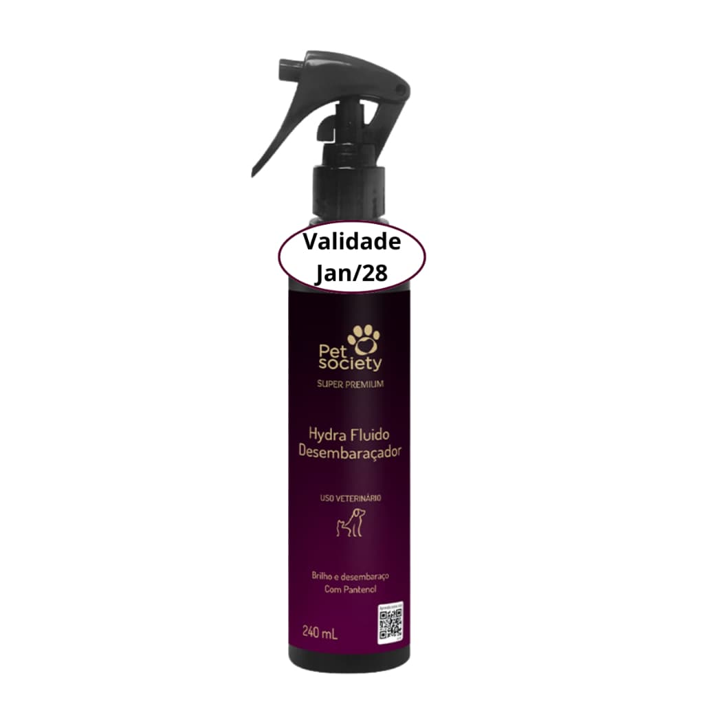 Fluido Desembaraçador Hydra Pet Society Com D-Pantenol 240ml para Cães e Gatos