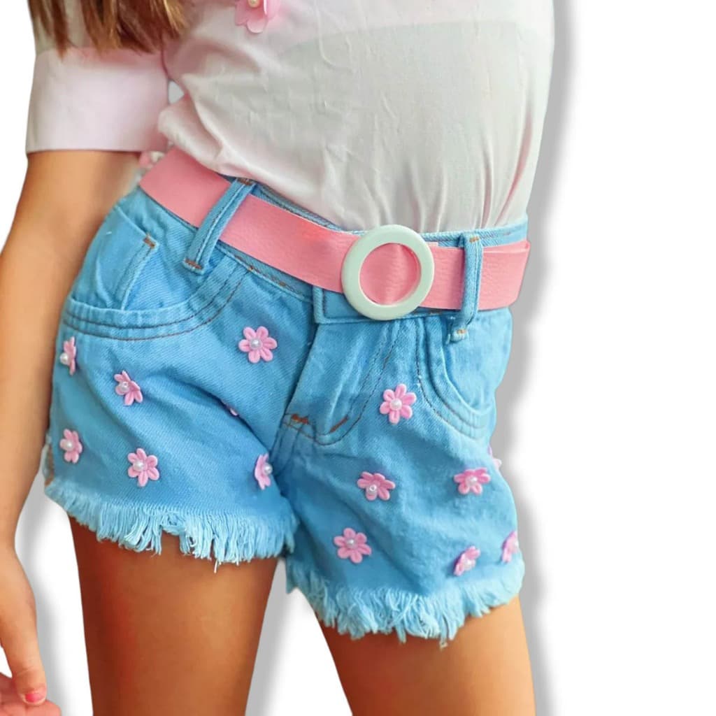 Bermuda Short Jeans Feminino Infantil Destroyed 2 a 10 Anos Promoção