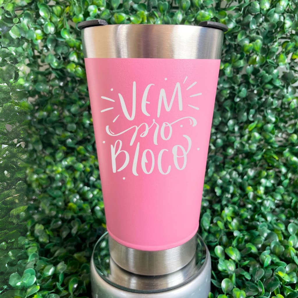 Copo Térmico Personalizado 473ml  Vem pro Bloco Gravação a Laser com Estilo