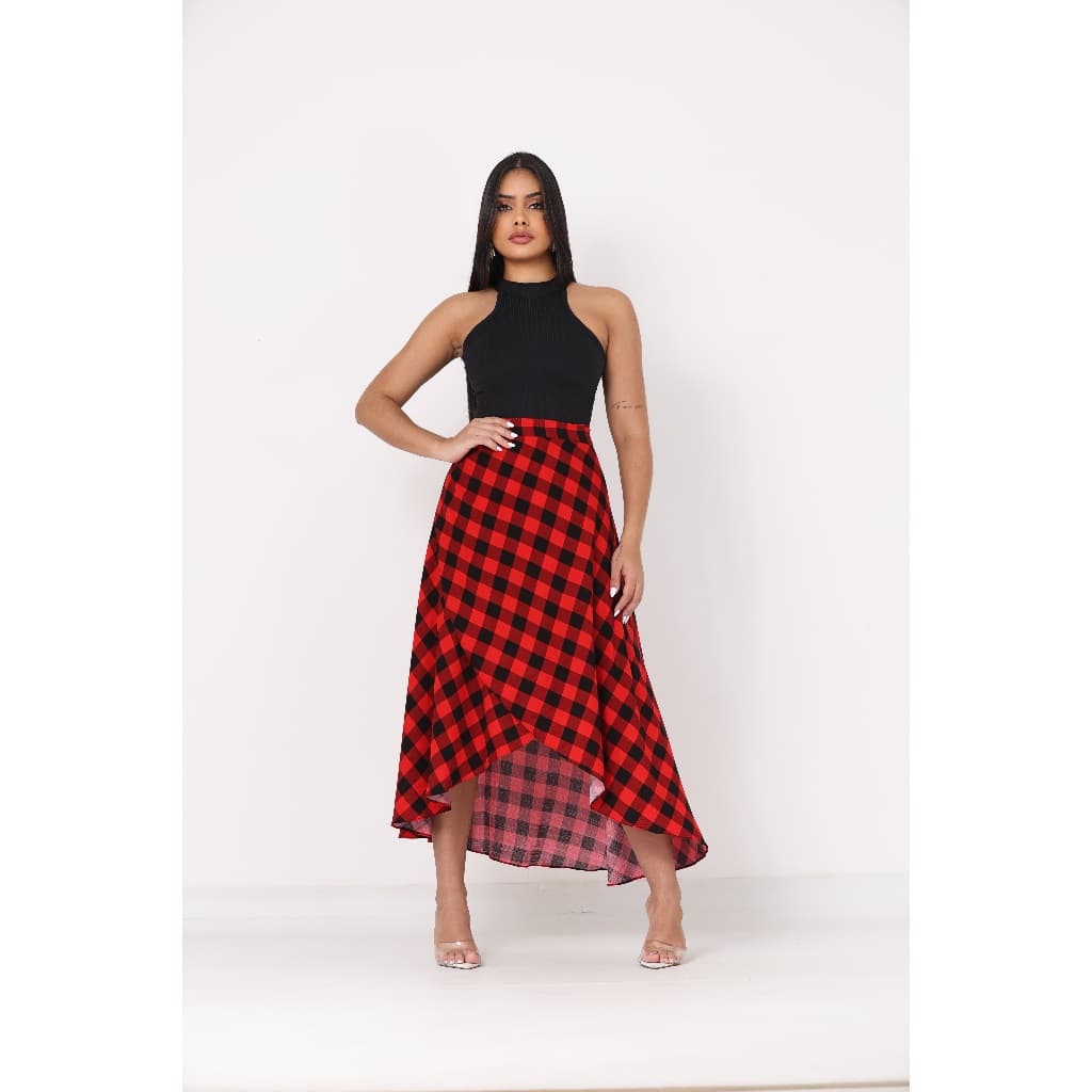 Saia envelope transpassada em viscose