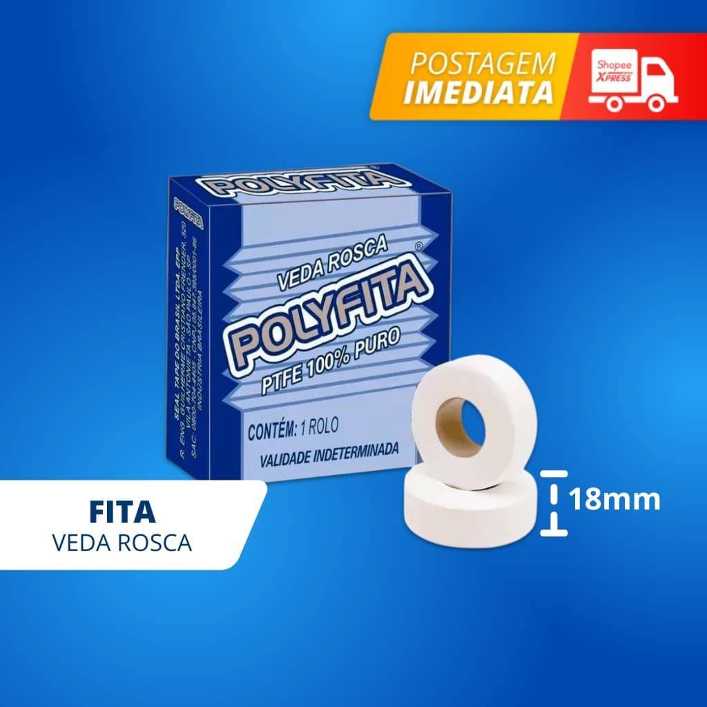Fita Veda Rosca Polyfita 18mm 10 e 50 mts