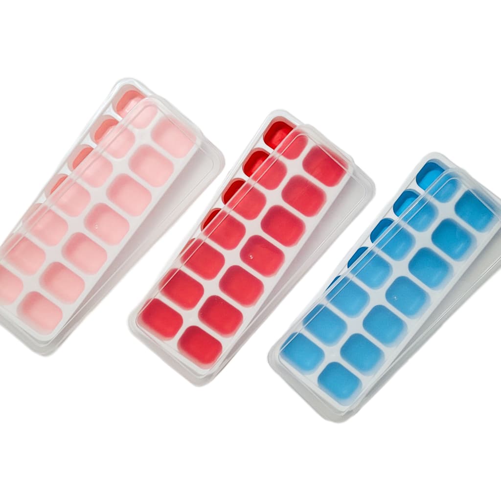 Formas de Gelo Silicone com Tampa Transparente e Fundo Flexível Multiuso Papinha Frutas Gelos