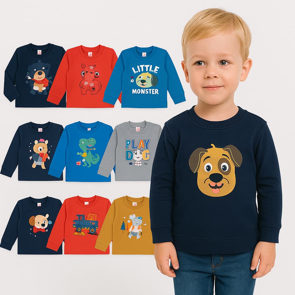 Kit 2 Casacos de Moletom Menino - Blusa de Inverno Menino - Moletom  de Inverno Flanelado Masculino