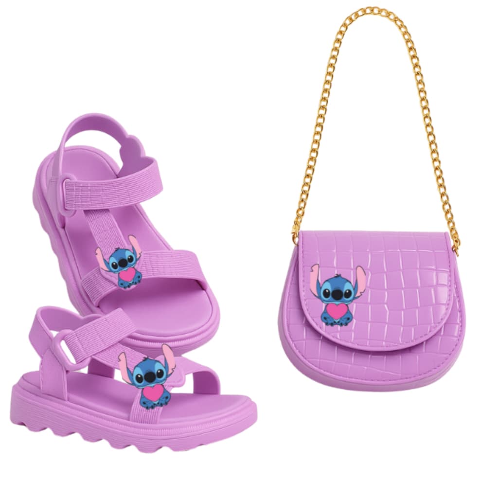 Kit Sandália Infantil Menina com Bolsinha – Confortável, Leve e Linda para Passeios