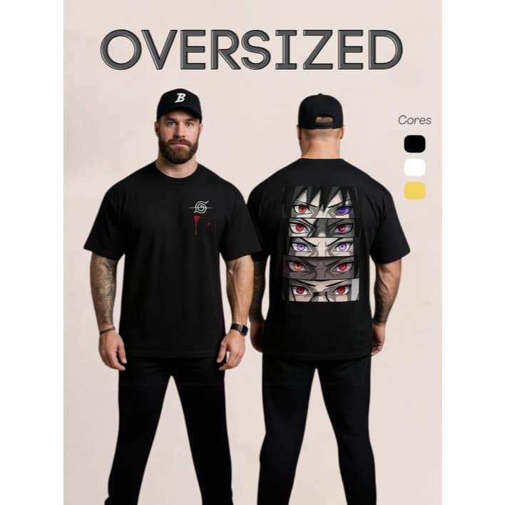 Camiseta Oversized Naruto Anime Confortável Larga Treino